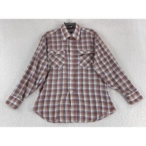 Levi's Button-Up Long Sleeve Shirt Mens Large Plaid Blue VTG Lightweight Casual